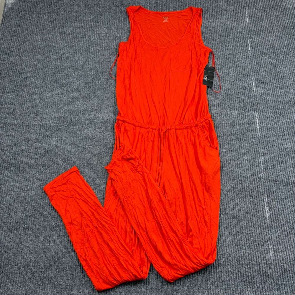 ANA A New Approach Jumpsuit Womens XS Orange Knit NWT Drawstring Sleeveless